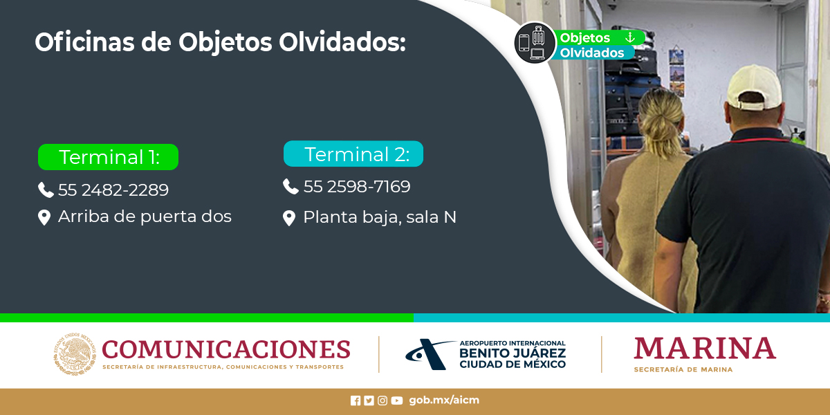 AICM_mx's tweet photo. ¿Olvidaste alguna de tus pertenencias en nuestras instalaciones? Consulta si se encuentra en las oficinas de “Objetos Olvidados y Extraviados” del #AICM https://t.co/P6bk2j9DEJ https://t.co/C1P0gVuF6x