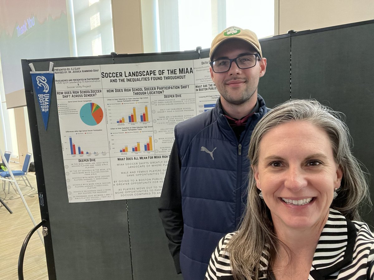 CJ Cliff did at great job presenting his research on the inequities in MIAA soccer in Boston neighborhoods. Kudos! @SportLeadUMB <a href="/umbslasa/">UMB SLASA</a>
