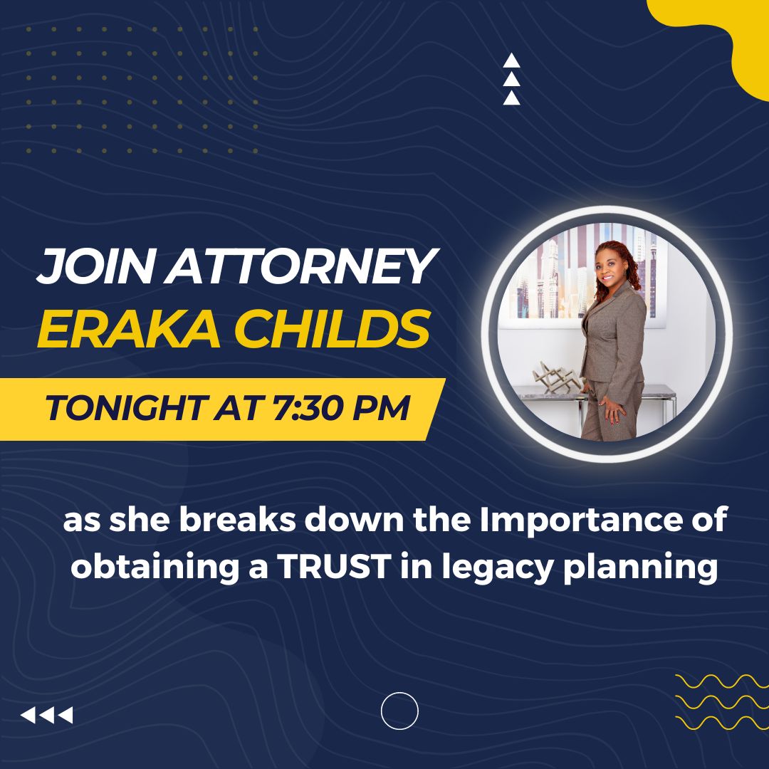 hamiltonchilds's tweet photo. Join Attorney Eraka Childs now at 7:30 p.m. as she breaks down the importance of why you must have a WILL.

Only 15 minutes. Limited space. Click here to register: https://t.co/SgWCp4EFmS

#hamiltonandchilds #legalservices #legaladvice #texas https://t.co/DftzT1BsiE