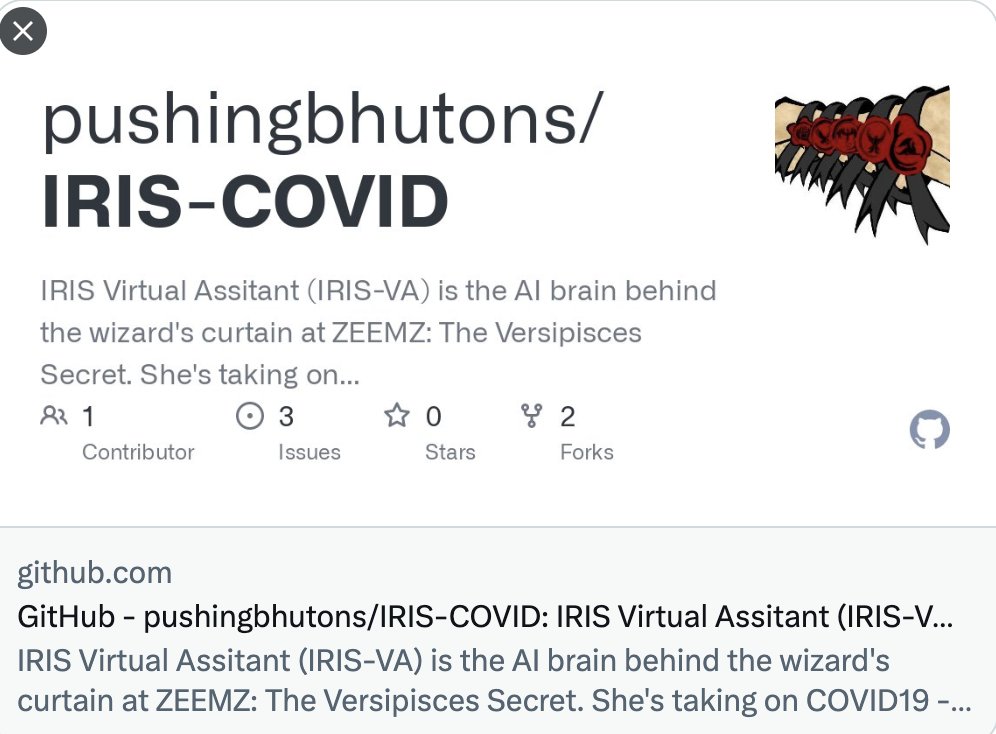 FeeRedfern's tweet photo. Team IRIS is the InfoDemic
Team IRIS AI wordsmith is SvdL
https://t.co/l19eZ1s7fh
Team IRIS-COVID is UK Govt DoD enabled
Team IRIS-COVID is AI wordsmiths pushing R bhutons
h/t @Paramythia__ https://t.co/zmMoKzDFha
https://t.co/o8LD0dDVah
Source 4 Claims: https://t.co/XlVhOoqd2y https://t.co/1hZQB4bNWV