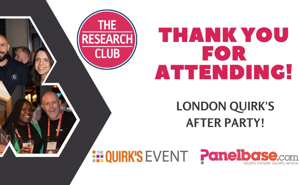 TheResearchClub's tweet photo. Thank you to those who joined us at #QuirksLondon, we hope you made some valuable connections!
The official photos are back! Remember to tag us! #Researchclub
https://t.co/9iDbfOfacK
With special thanks to our event sponsors
#quirksevent #quirkslondon #Researchclub #Rclub #mrx https://t.co/jhGGXivUkw
