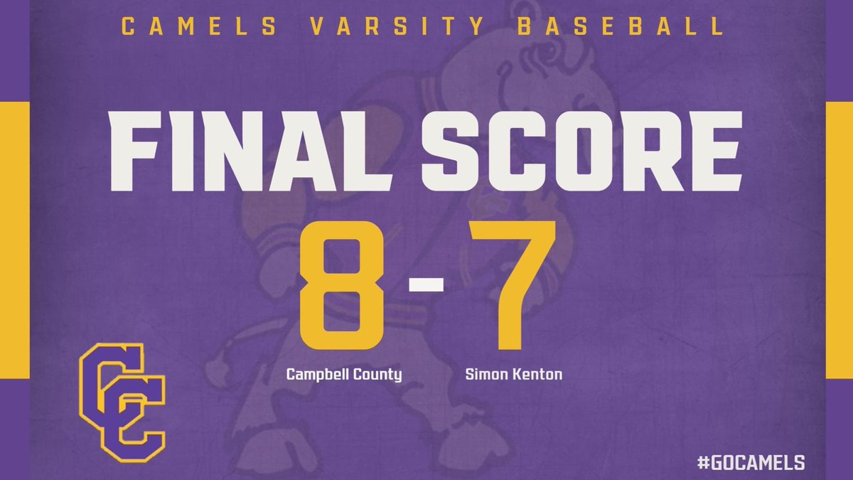 CamelsBaseball's tweet photo. Camels defeat Simon Kenton 8-7 in 'Walk-Off" fashion as Evan Clark steals home in the top of 9th inning. Zach Franzen with the "W" and Jake Gross with the Save.  Offensive Leaders:  Zach Franzen with a Grand Slam HR.  Brayden Wells, Brady, Kramer, Evan Clark, Zach Franzen 2 hits https://t.co/5h76GaDD91