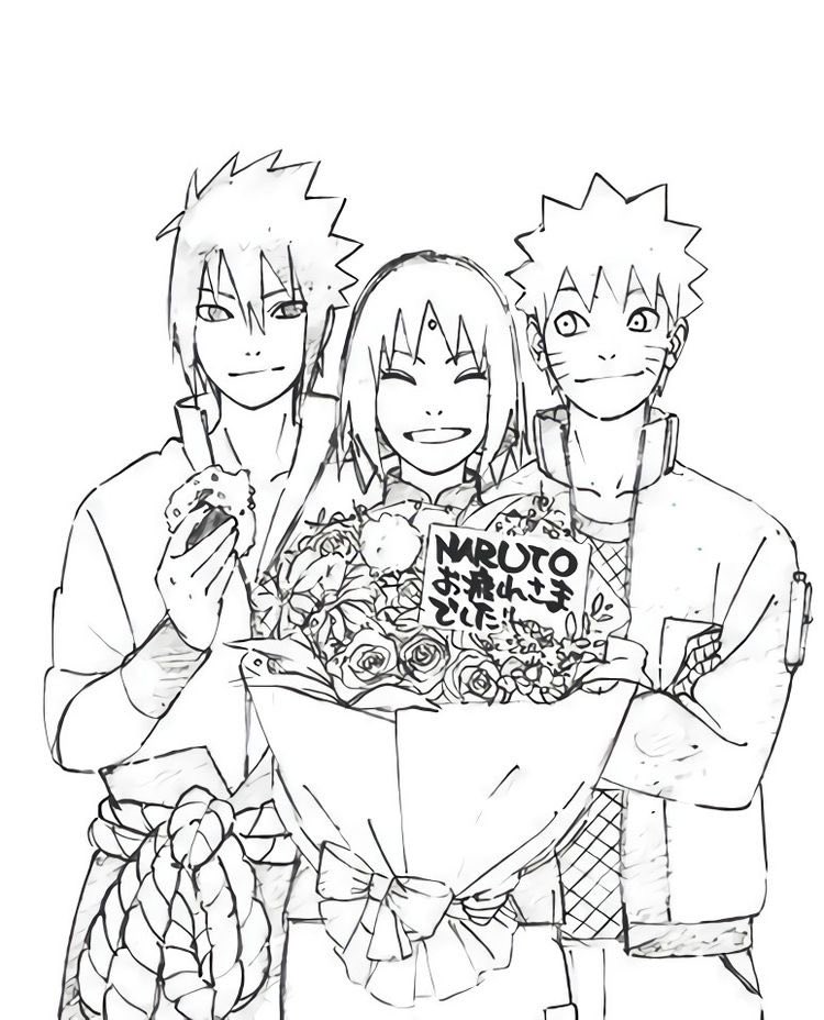 Coloring page - Naruto, Sasuke e Sakura