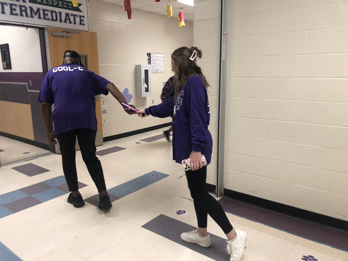 The Baton is handed off! Mrs. Rickerson has passed it onto the ever-positive, happy, energetic Coach Kiara!!! #TheIntermediate #OTOTOF #ElevateOurLegacy #FinishSTRONG