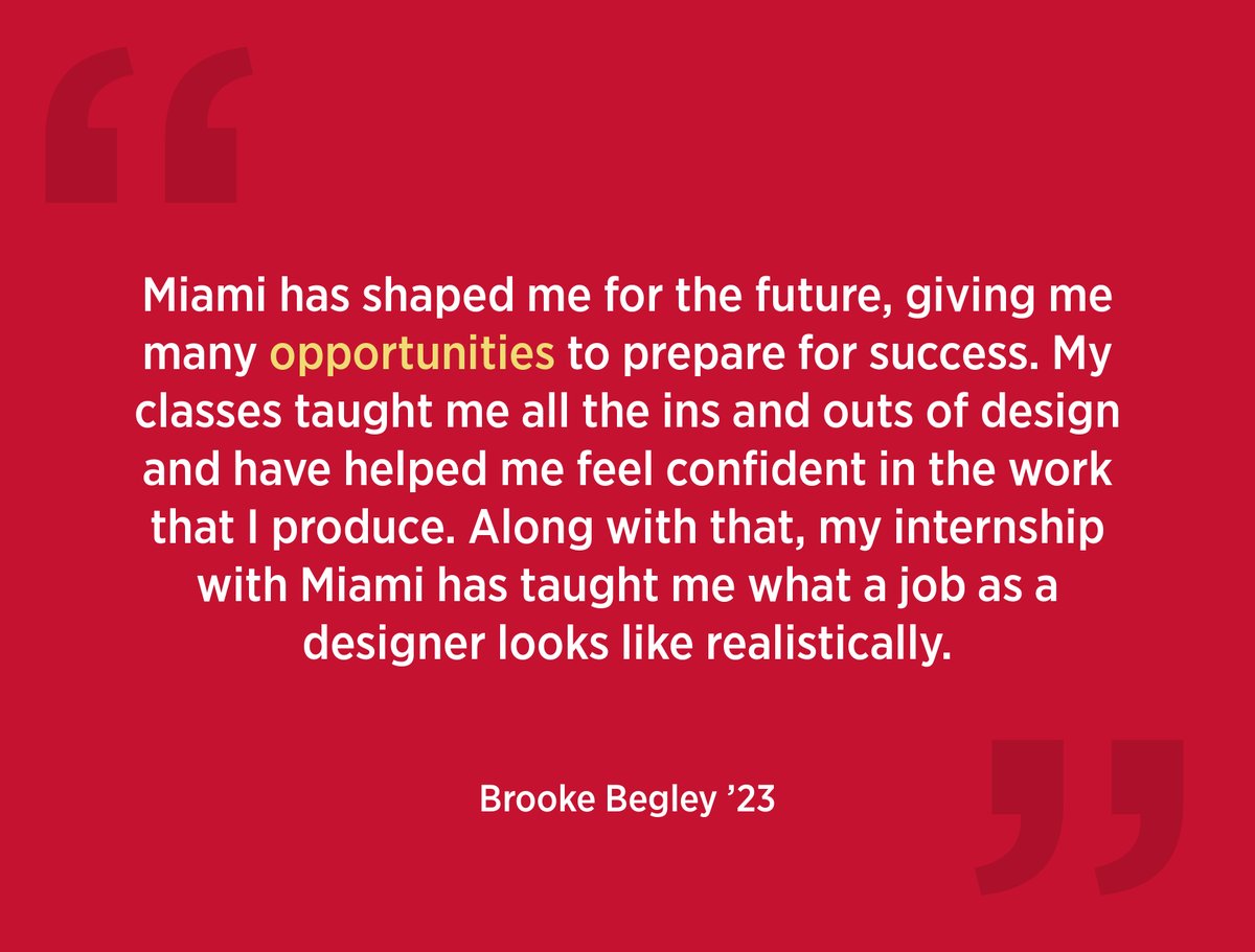 miamiuniversity's tweet photo. Meet Senior Brooke Begley. Brooke ‘23 majors in communication design. Here’s how Miami has shaped her for the future. #SeniorSpotlight #MiamiOHGrad #LoveAndHonor https://t.co/vOE887nE3h