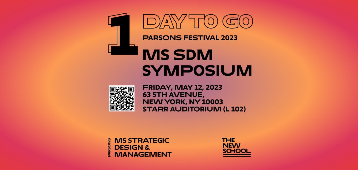 Join us tomorrow, May 12, for the End of Year MS SDM Symposium where a selection of graduating students will share and discuss their capstone projects.

--
10:00 AM - 5:00 PM
63 Fifth Avenue, room L 102.

RSVP here:
event.newschool.edu/mssdmsymposium…