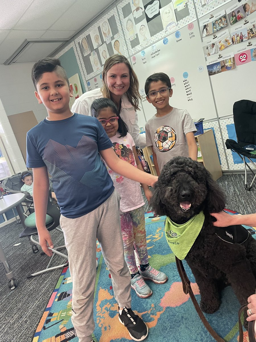 Another great visit with Bowie today! Bowie heard lots of great stories from our readers and even visited <a href="/MrsRydersClass/">Mrs. Ryder's Class</a> after they read about therapy dogs last week. Thank you <a href="/soulharborranch/">Soul Harbour Ranch</a> <a href="/barrington220/">Barrington 220</a> <a href="/JAndersonB220/">Dr. Jordan Anderson</a> for making this happen each month.