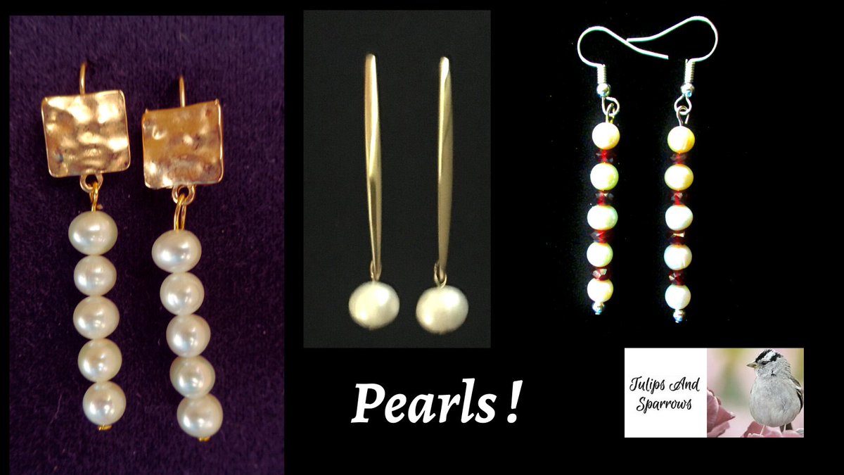 #pearljewelry #pearlearrings #goldearrings #garnetearrings #junebirthstone #januarybirthstone #silverearrings #stickearrings #hammeredearrings