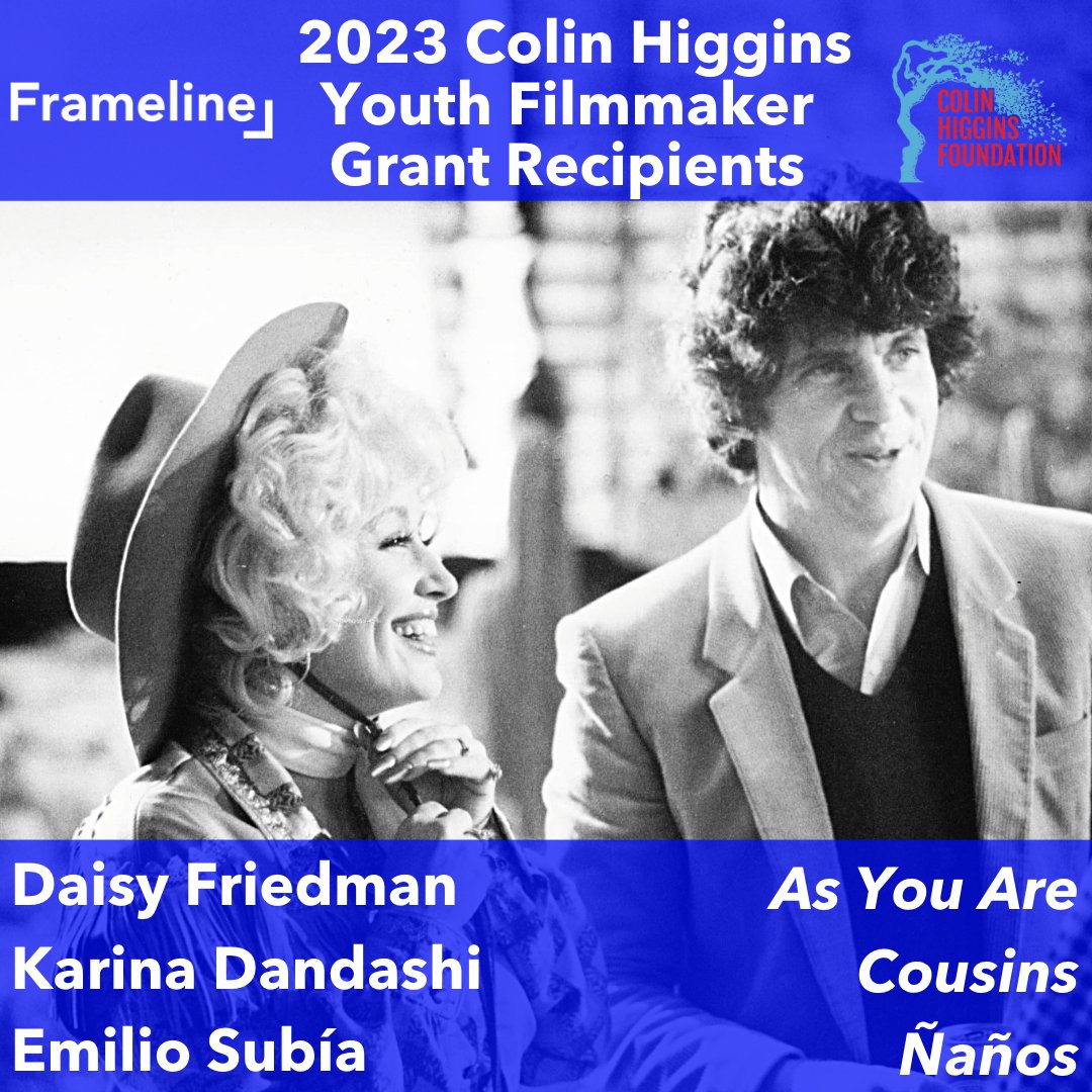 Congrats to the recipients of the new Colin Higgins Youth Filmmaker Grant! Each will be receiving $15K and will have their film screened at #Frameline47. We're so grateful to partner with CHF to tangibly support young LGBTQ+ filmmakers 🎥🌈
Read more: 
frameline.org/news/new-colin…
