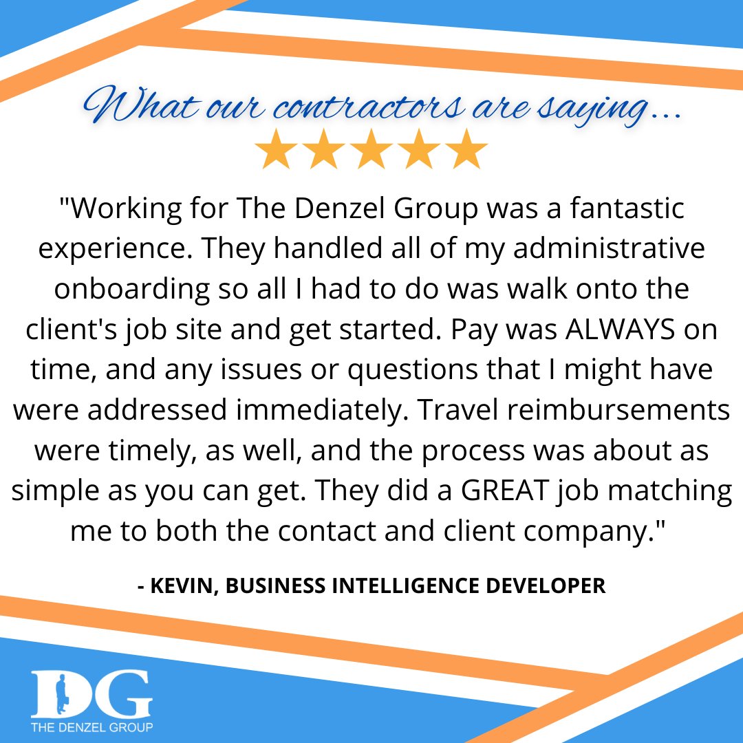 TheDenzelGroup's tweet image. For our contractor and contract-to-hire positions, we&apos;re able to make this a smooth, easy process for both the employee and the client company... we&apos;ll let the testimonial here speak for itself!

#contracttohire #ITcontractor #C2Hjobs #ITrecruiting #techjobs #TheDenzelGroup