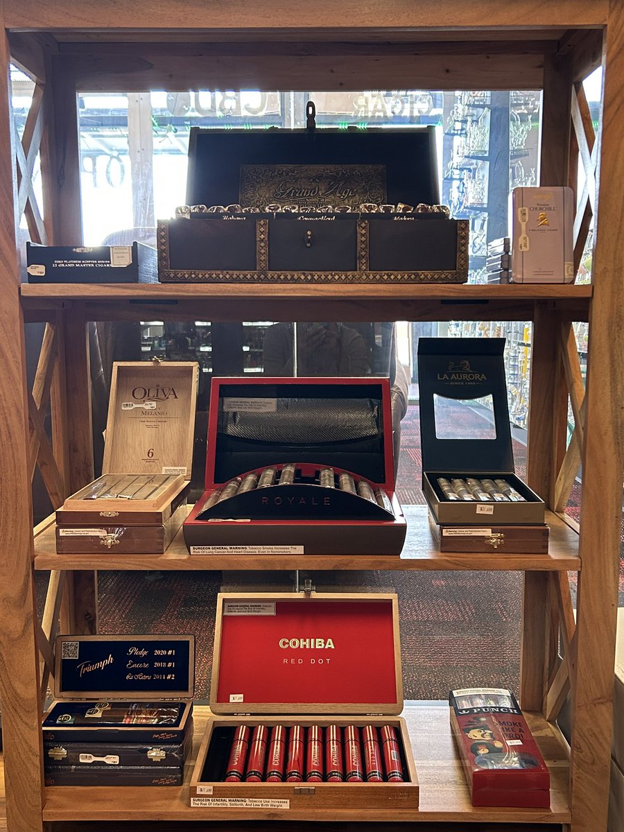 LUXSnC4545's tweet photo. 🔔CALLING ALL CIGAR LOVERS 🔔Come take a tour through our humidor, full of your go to stogies and luxury cigars #luxsmokeandcigar #cigars #humidor #oliva #fatbottombetty #zucar #cohiba #arturo #torodulce #rockypatel #carillo #macanudo #exaclibur #superfly #shadymoose #tatiana https://t.co/Db0NC6mAw6