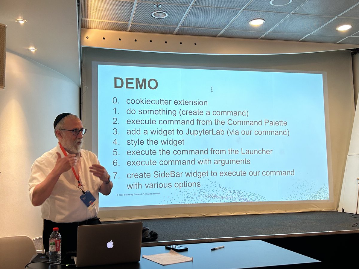 TechAtBloomberg's tweet image. Engineer Daniel Goldfarb got great feedback on his #JupyterCon2023 talk about Extensions for #JupyterLab earlier this week.
One attendee called it "the clearest walk through of #Jupyter Extension development I’ve seen so far!"
#opensource