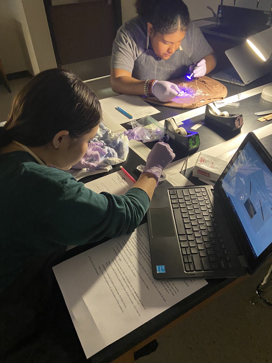 Igniting curiosity. STEM forensics for the win! Examining clothing for trace evidence. #RangerScience