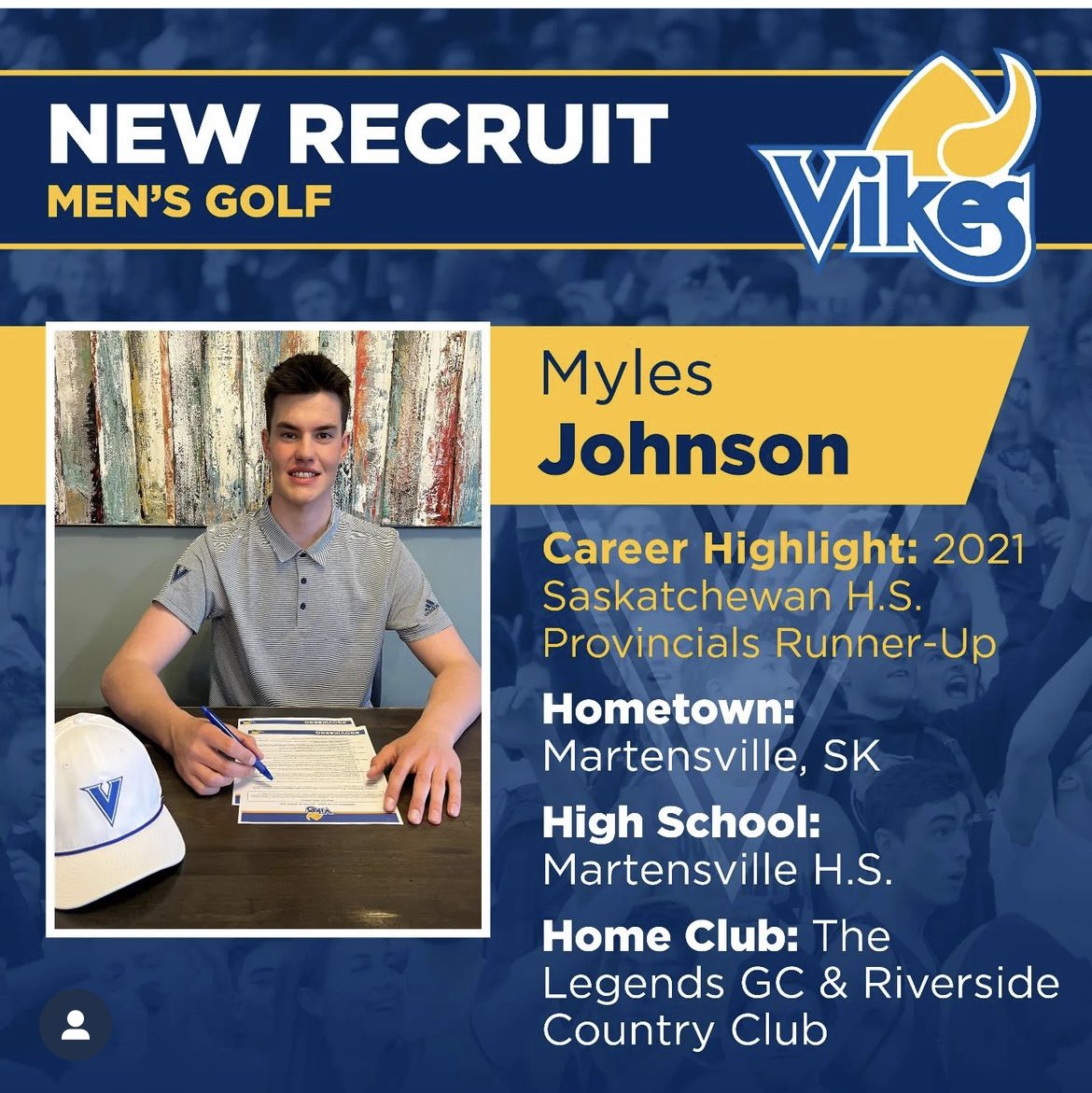 So excited for Myles! 👏❤️🏌️Off to Victoria in the fall to play on the UVic golf team and accepted into the Bachelor of Commerce program. So proud and excited for him! Way to go Myles! ❤️⛳️❤️ #Vikes_Golf