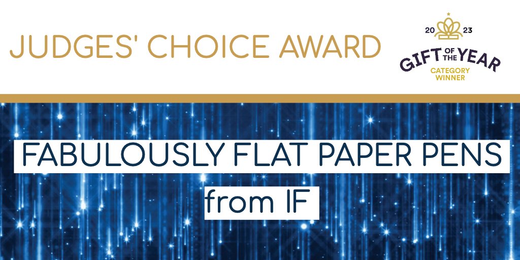 Prog_Gifts's tweet photo. The winner of The Gift Of The Year 2023 Judges' Choice Award, sponsored by @Home_And_Gift , is Fabulously Flat Paper Pens from @newthingsbyif 🏆
@TheGiftAwards #Greats23 #GOTY23 @The_GA_UK https://t.co/TogbkUmUs8