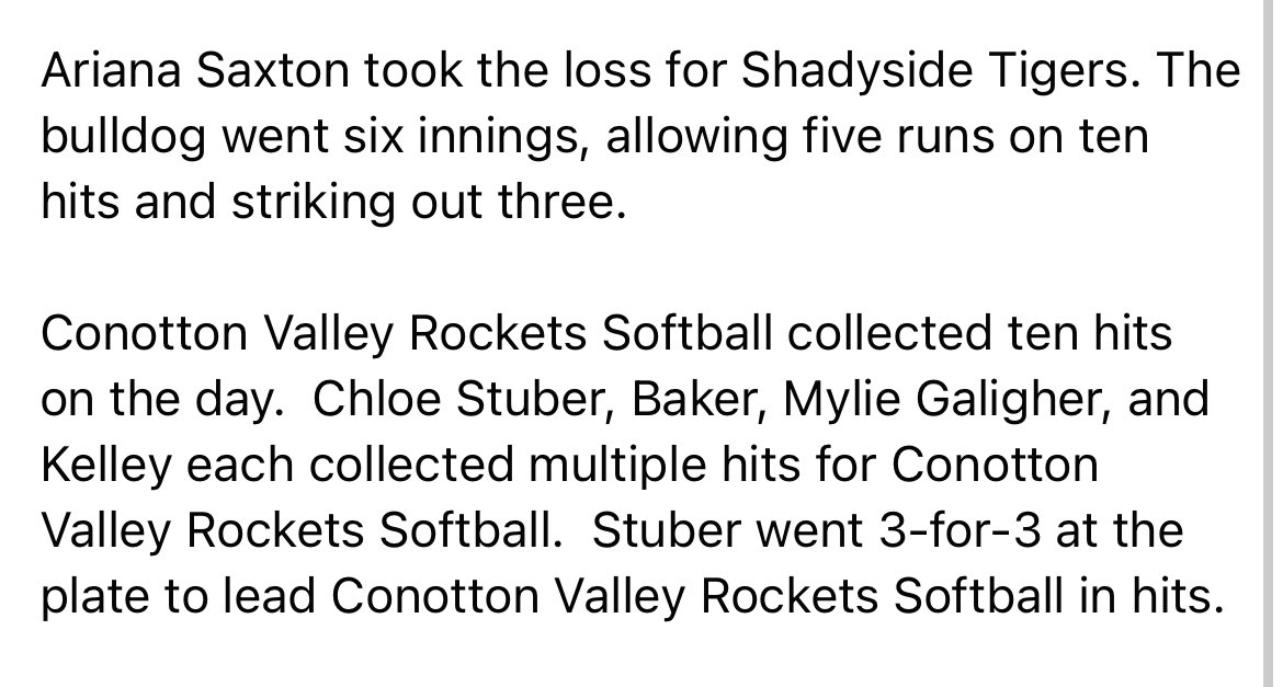 Conotton Valley Softball🚀 tweet media