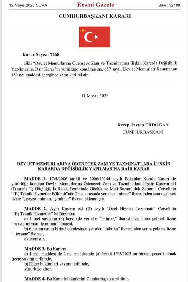 eyupozsoymv's tweet photo. Kamuda çalışan tüm Peyzaj Mimarı ve İç Mimar Meslektaşlarımıza hayırlı ve uğurlu olsun.

Cumhurbaşkanımız Sayın @RTErdogan ‘a bir kez daha şükranlarımı arz ediyorum.

#TürkiyeYüzyılı için
#DoğruZamanDoğruAdam
#DurmakYokYolaDevam https://t.co/joCPGKhRq9