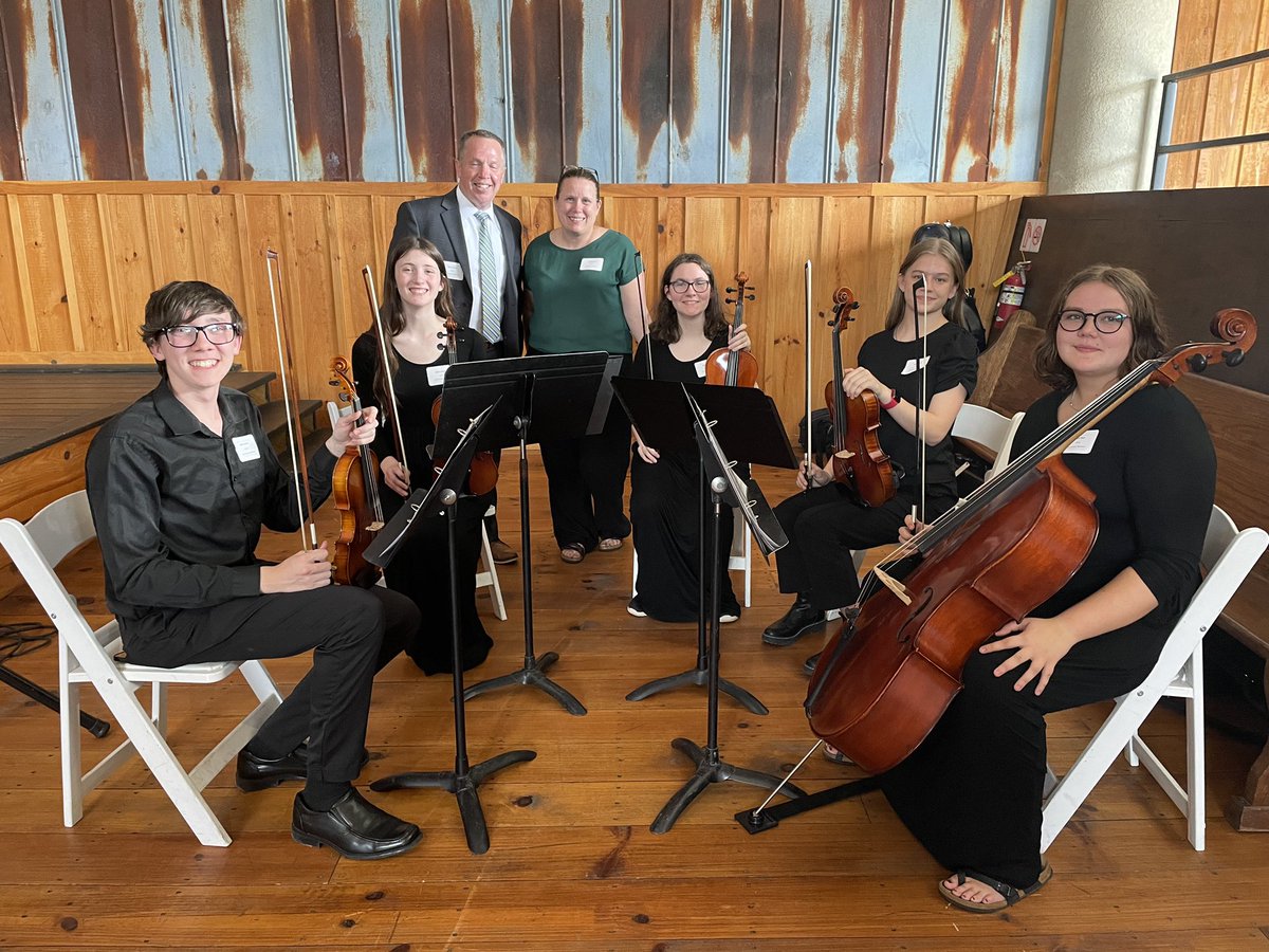 How do you make the <a href="/HCPSNC/">Henderson County Public Schools</a> retiree dinner even better? - Invite this awesome East High quintet to provide some fantastic music. Great work, strings superstars! 🎶 

#EagleArts #WeAreEast #GoEagles2K23 #EaglesServe