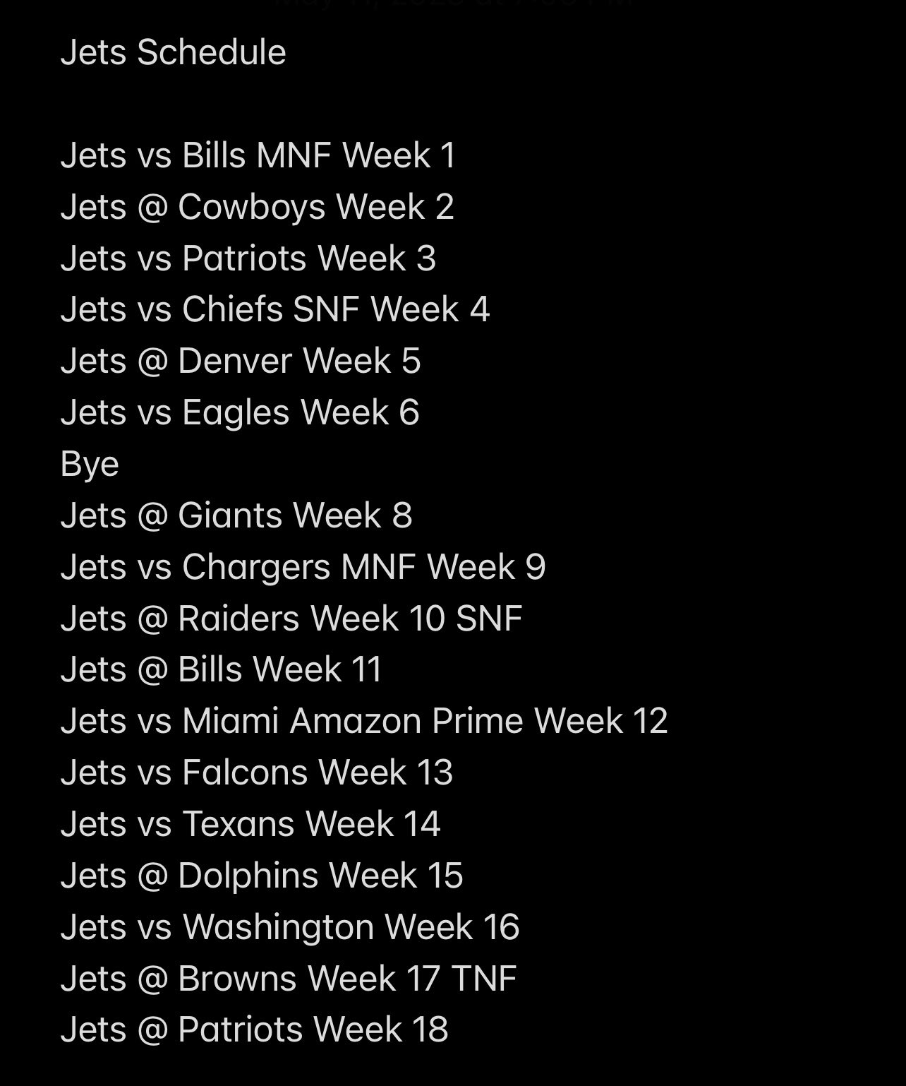 Will Parkinson on X: '#Jets schedule:  / X