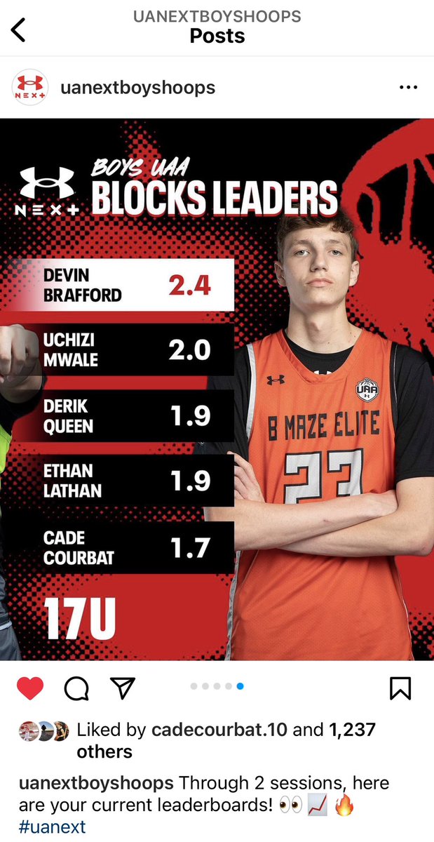 MartinBrosAAU's tweet photo. MB 2024s @owen0larson Top 5 in Assists &amp; @CadeCourbat Top 5 in Blocks following @UANextBHoops first 2 Live Sessions. https://t.co/0JFgYdZJX7
