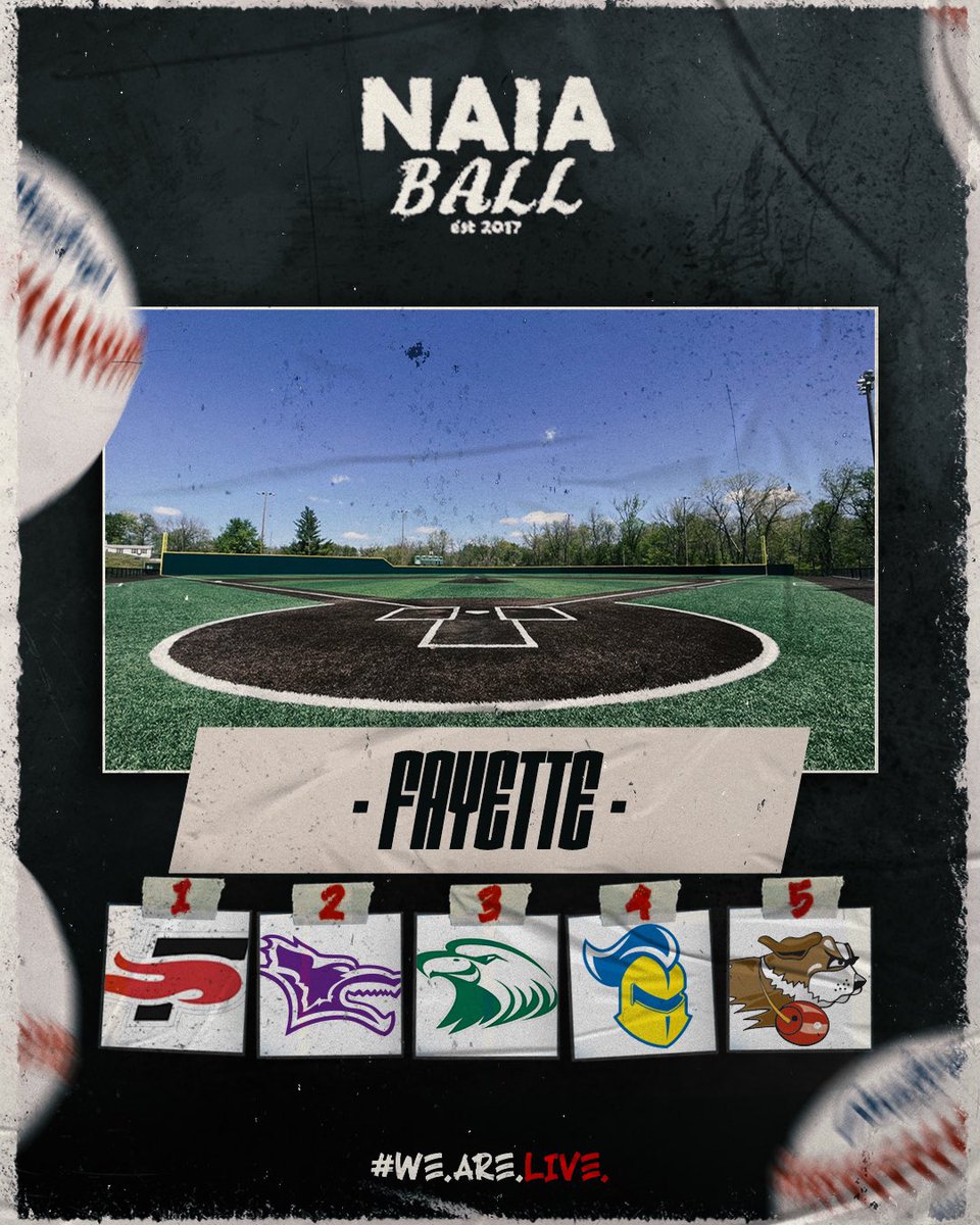 NAIABall's tweet photo. Fayette Bracket 

1. @SEUFireBaseball 
2. @KWUBaseball 
3. @CMU_BASEBALL 
4. @MUCrusadersBSB 
5. @USFIL_baseball 
(2/10) https://t.co/CpDqiGIOTQ