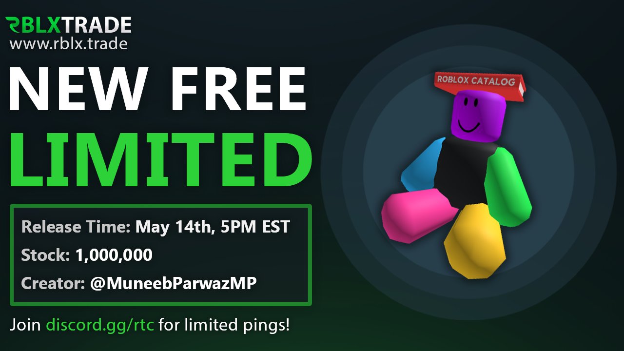 Roblox Trading News on X: New free UGC limited with 1,000,000 STOCK coming  out in 3 days! ✨ Follow Creator For Updates: @MuneebParwazMP Join Their  Discord For Updates:  Item Link