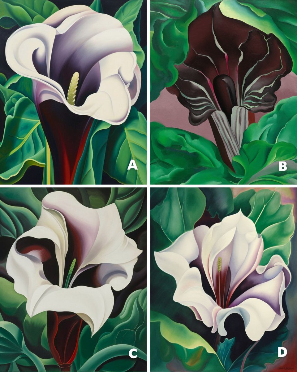 ngadc's tweet image. One of these artworks was created by American artist Georgia O'Keeffe. The other images were made using artificial intelligence. Can you spot the original? 🤔 #ArtOrArtificial

(Find the answer ⬇️)
