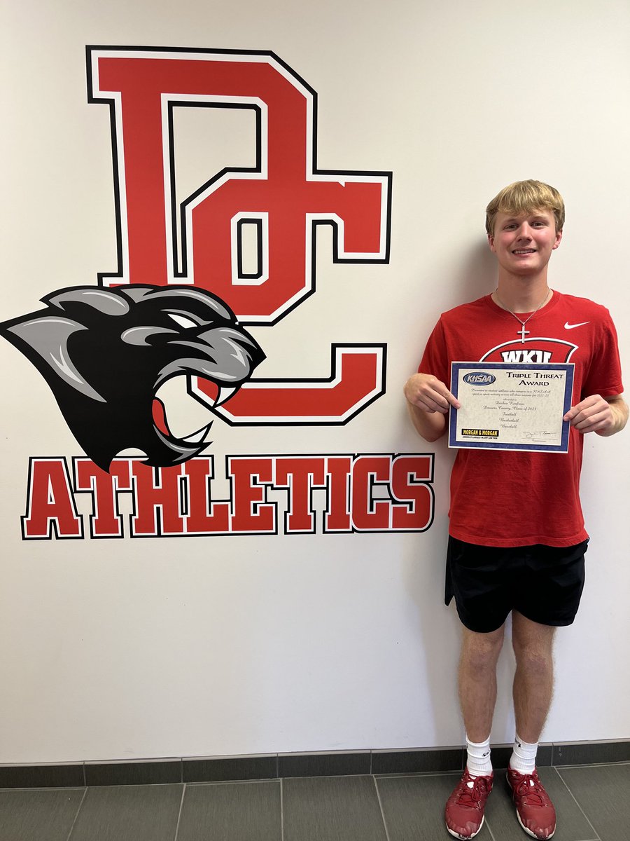 Congratulations To Decker Renfrow For Being Awarded The KHSAA Triple Threat Award.  The Award Is Given To Those Student/Athletes That Participate In A Sport All Three Seasons (Fall, Winter, And Spring)

     Football-Basketball-Baseball