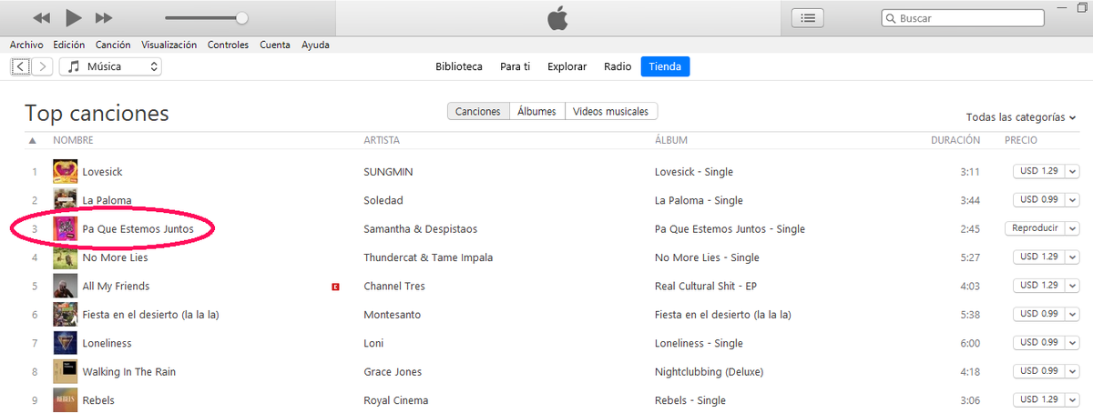 samanthaargg's tweet photo. Pa Que Estemos Juntos de #SamanthaFtDespistaos en el #3 de itunes Argentina https://t.co/kr0axqbIvV