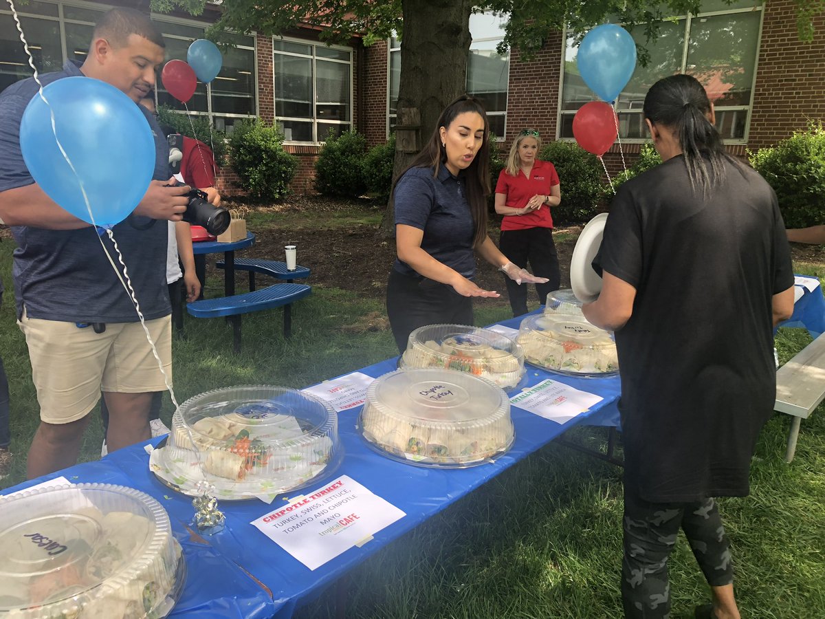 Thank you to the <a href="/ajteamrealty/">AJ Team Realty</a> team for partnering with us to mentor our students AND support our staff. They went all out today by serving a delicious lunch and raffling off gifts for teachers! What a beautiful day for lunch outside!Love their dedication to the community!