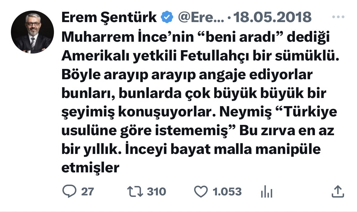 Emre C. Durmaz on Twitter: "2018’de Muharrem İnce CHP adayıyken Erem ...