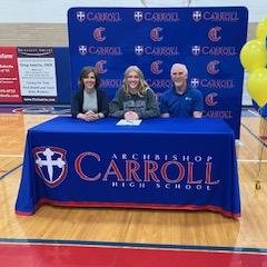 CarrollWHoops's tweet photo. Archbishop Carroll and the Lady Patriot's basketball program is proud of Ellie Meyer with her signing to attend/play basketball at Spring Arbor University. SAU coaches targeted Ellie for her 6'2 length, athleticism, and superb defense. Patriot Proud! https://t.co/k3uYpnXQIi