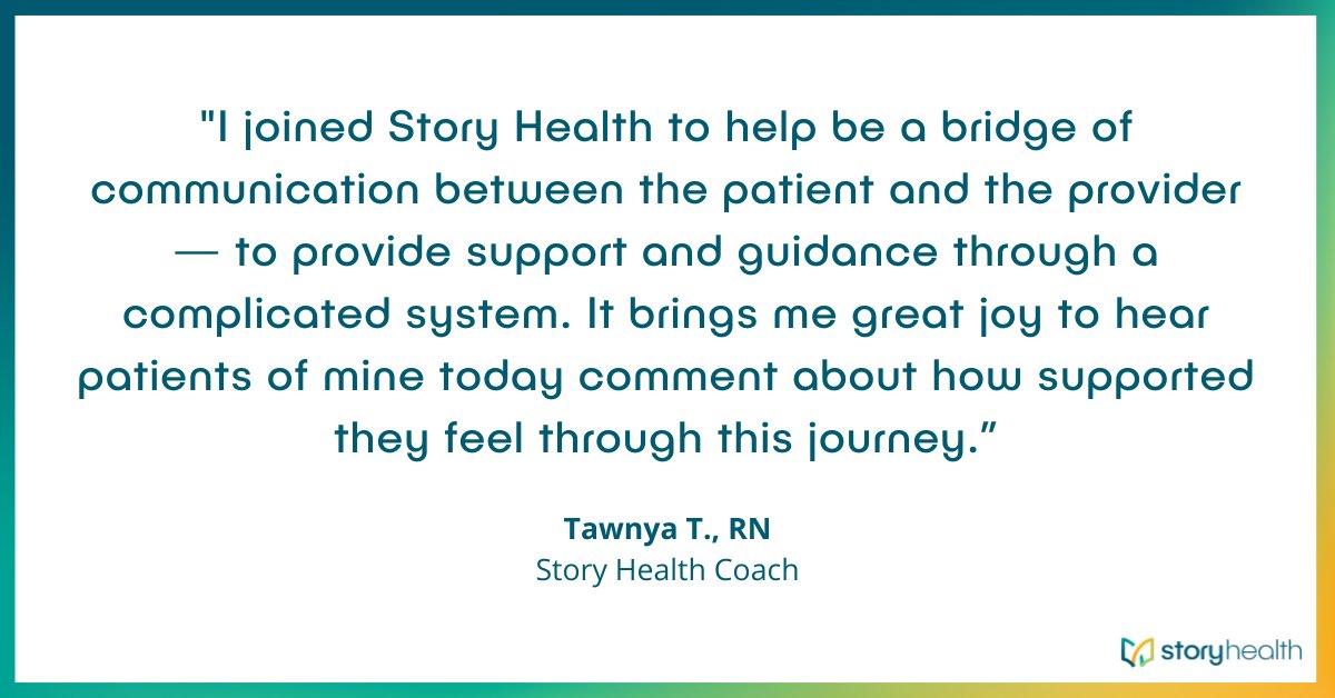 One of the things that inspired RN, Tawnya to become a nurse was a strong desire to advocate for people in need. Story Health Coaches like Tawnya provide crucial support in navigating a complicated health system. Happy Nurses Week from all of us at Story Health! #NursesWeek