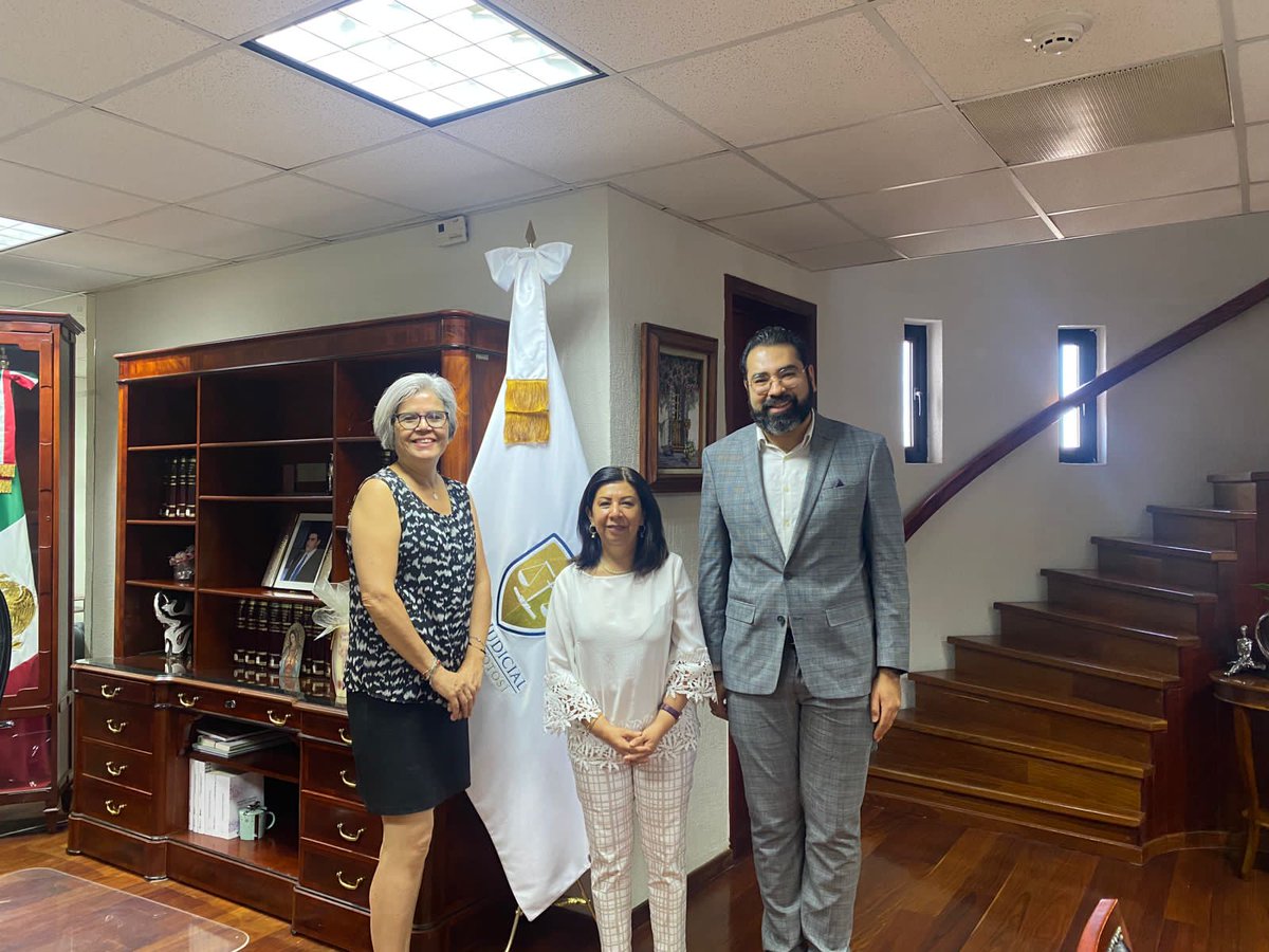 seseaslp's tweet photo. Celebramos la reunión de trabajo que sostuvieron hoy, la @arqlmmtz presidenta del #CPCSLP y nuestro Secretario Técnico @JESUSRAFAELRDZ con la Magistrada Presidenta Magistrada María Manuela Garcia Cazares, Presidenta del Supremo Tribunal de Justicia del @PJESLP https://t.co/irzgXkLQl3