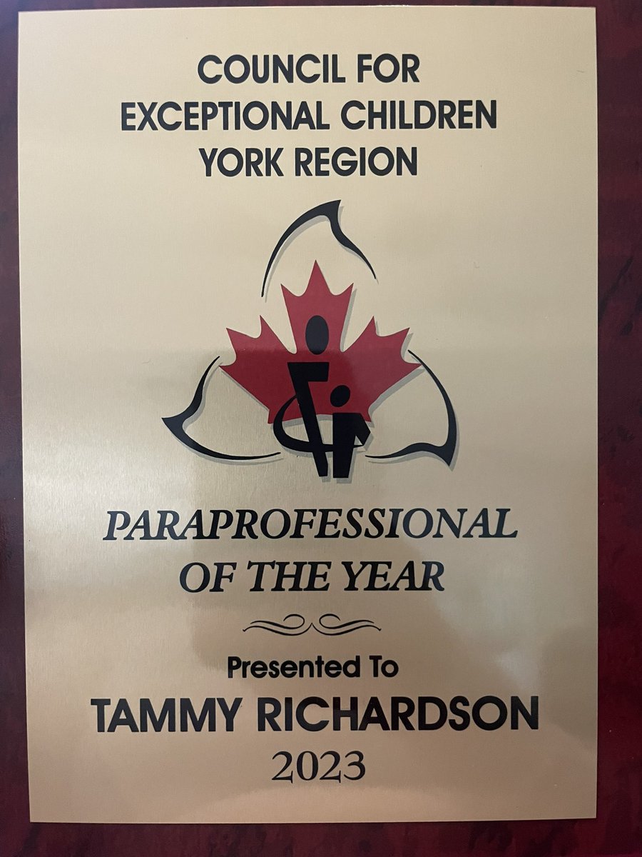 MountAlbertPS's tweet photo. Congratulations to Ms Richardson for receiving paraprofessional of the year from the Council of Exceptional Children! https://t.co/7ri27Vl5xo