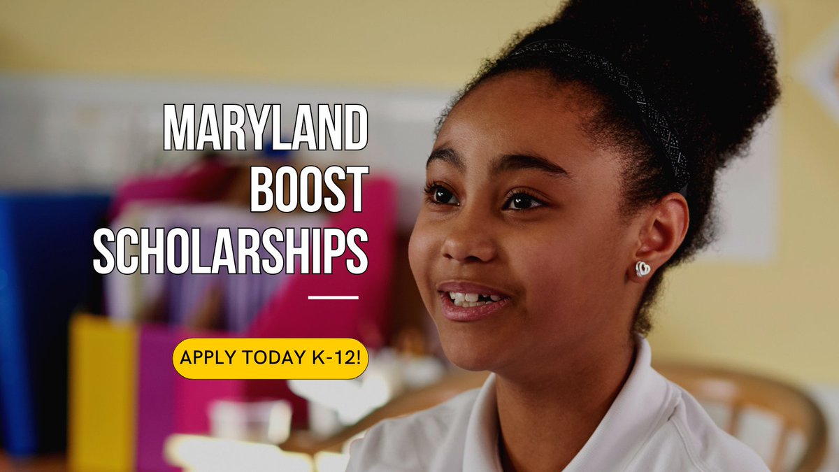 The State of Maryland is now accepting applications for BOOST scholarships that will let Maryland parents choose a non-public school for their children. Learn more and apply by June 30, 2023. marylandpublicschools.org/boost