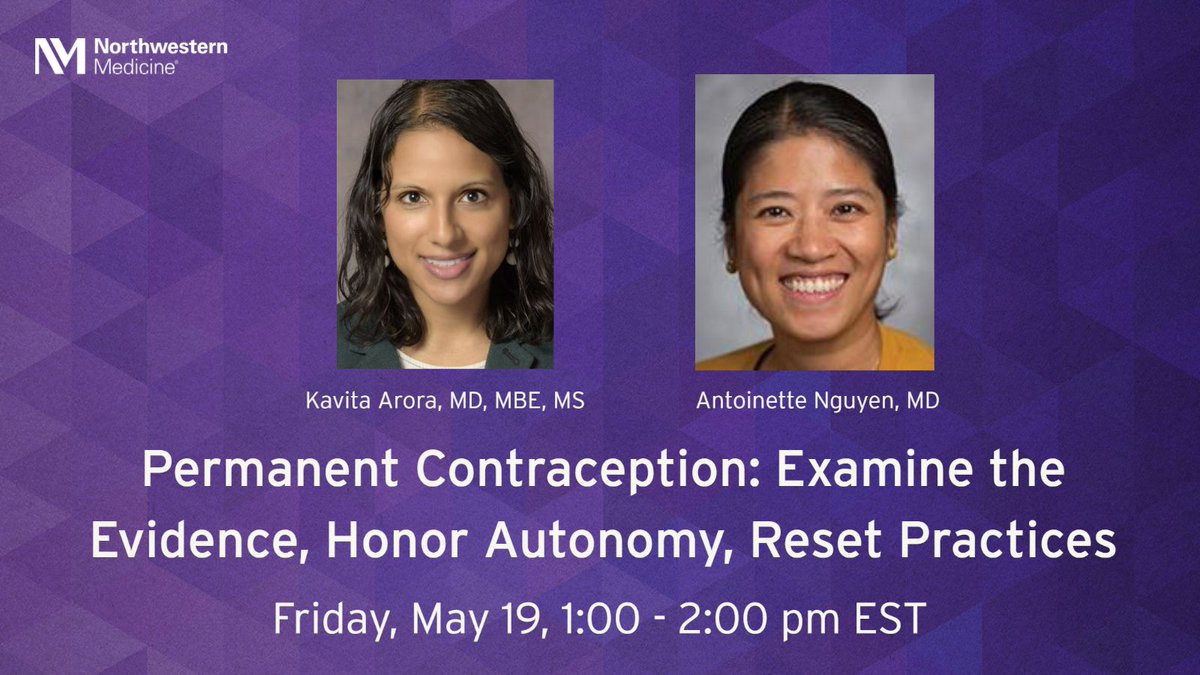 NM_ObGyn's tweet photo. Join Northwestern Alums, Kavita Arora, MD, MS, and Antoinette Nguyen, MD, for their session at #ACOG2023, “Permanent Contraception: Examine the Evidence, Honor Autonomy, Reset Practices.” #NMatACOG #NMAlumni #NMAlumniatACOG

See the full schedule here: https://t.co/MmcXLyPSgd https://t.co/EpH9RLanzQ