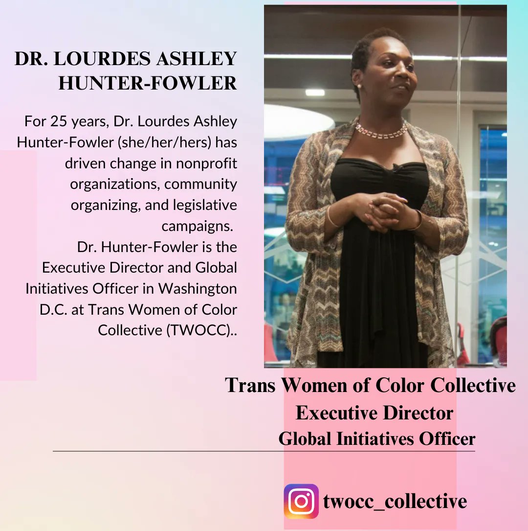 Trans Women of Color to Follow: Dr. Lourdes Ashley Hunter-Fowler of <a href="/TWOCCNYC/">Trans Women of Color Collective</a>

She is a self-described Black, trans revolutionary, academic and orator. She leads a transformative movement, as co-founder of the Trans Women of Color Collective, uplifting trans people of color.