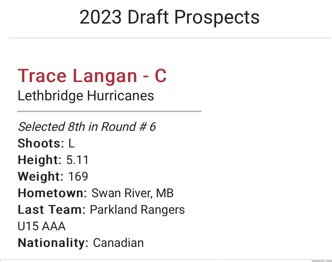 Congratulations to our very own Trace Langan on getting drafted today to <a href="/WHLHurricanes/">Lethbridge Hurricanes</a>  #GoRangers