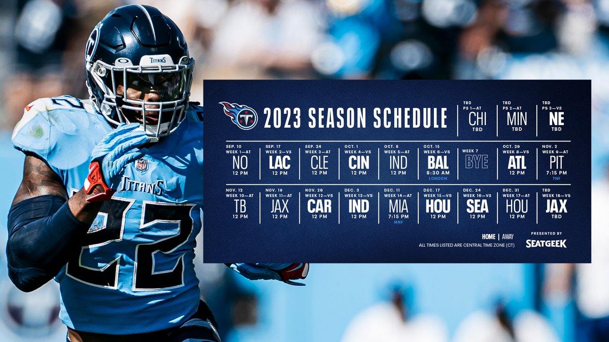 Titans's tweet image. 2023 Tennessee Titans Schedule ⚔️