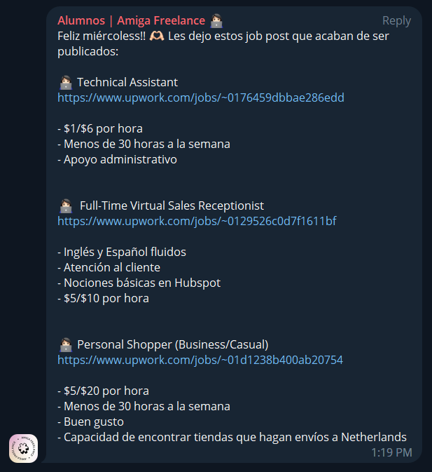 amigafreelance's tweet photo. Uno de los puntos más negativos de las plataformas de trabajo remoto (Upwork, fiverr, workana...) son las estafas.

Una forma en la que ayudo a mis alumnos es enviándoles regularmente ofertas de trabajo por el canal privado de alumnos.

Estas ofertas son verificadas por mi 🤍 https://t.co/bQP8kyv5zU