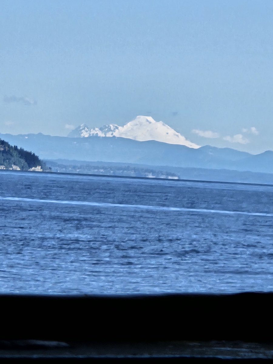 Snow covered #mtbaker view from very crossing #mukilteoedmonds 
Seattle's got sun!