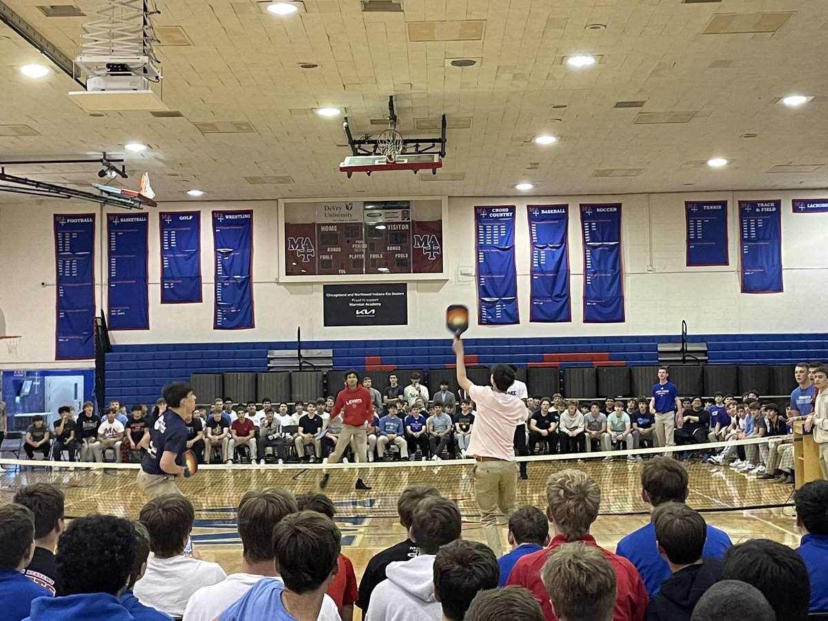 marmionacademy's tweet photo. The last P.R.I.D.E. Assembly (Positive Attitude, Respect, Integrity, Determination, Enthusiasm) of the year featured recognition of many spring awards. Congrats to the junior class on winning Pickle Ball! #MarmionAdvantage https://t.co/FSjdisVWH1