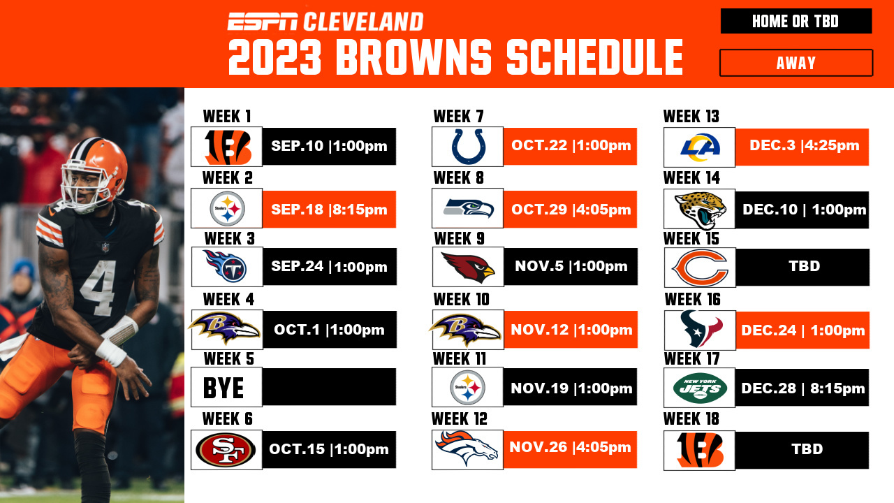 ESPN Cleveland on X: 'The #Browns schedule is out. Thoughts? Record  prediction?  / X
