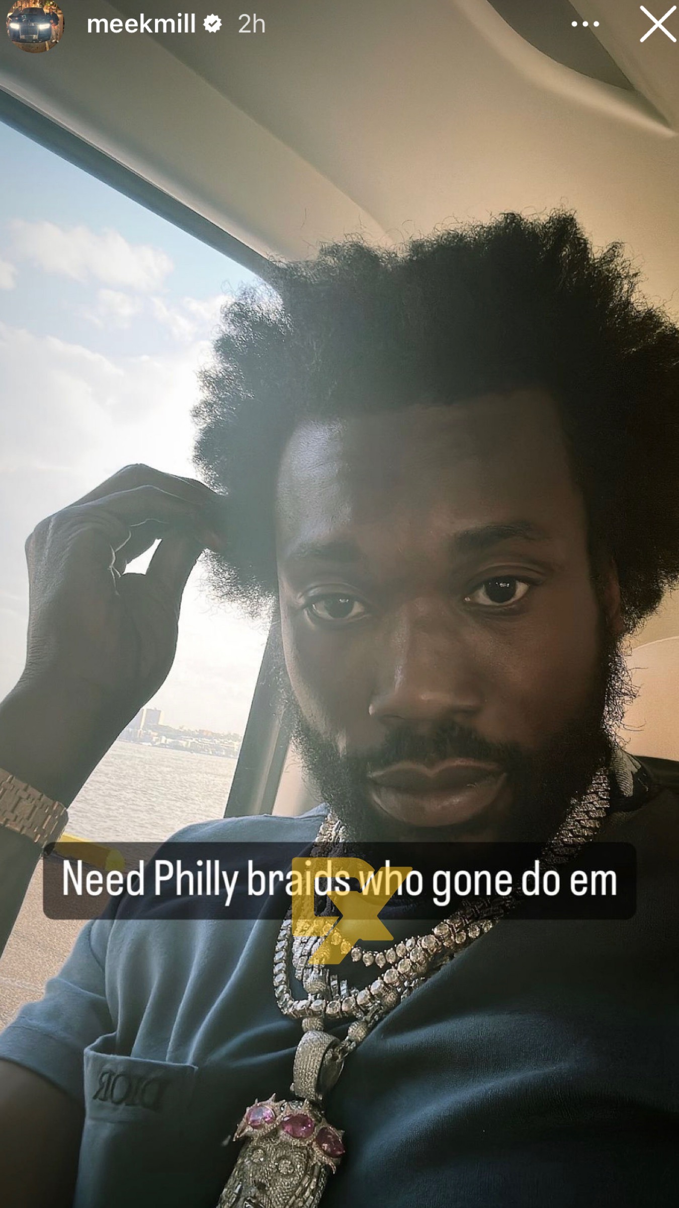 HipHopDX on X: Meek Mill looking for someone to braid his hair 👀    / X
