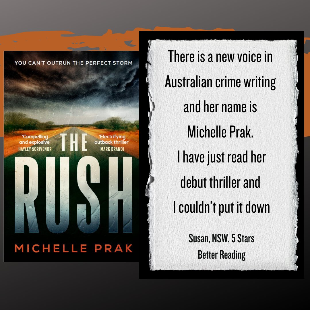 Prakky's tweet image. I'm over the moon with the glowing @betterreadingau reader feedback for The Rush.

See more:
betterreading.com.au/review/preview…

#TheRushNovel #TheRush #MichellePrak #MichellePrakAuthor #AusWriting