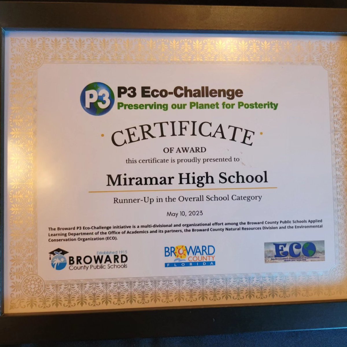 Congratulations to Shrishon Kumarasri for winning the P3 1st place High School student award and Naomi Franklin for winning the P3 1st place Teacher Environmental Steward award! Mr. Lamarre also applied for the Environmental school award and we won second place, winning $1000