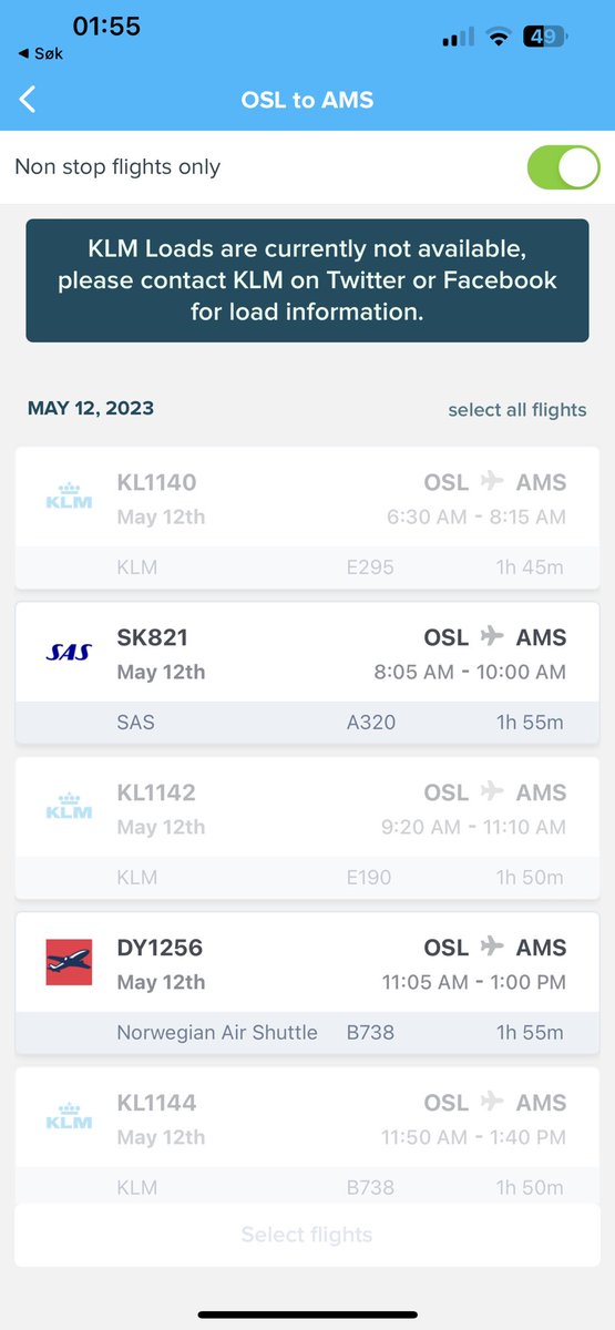 Alfeladden's tweet photo. @KLM How to i Check flight info as an ID traveler? 🙈🙈🙈 https://t.co/ygzSZXT3gV