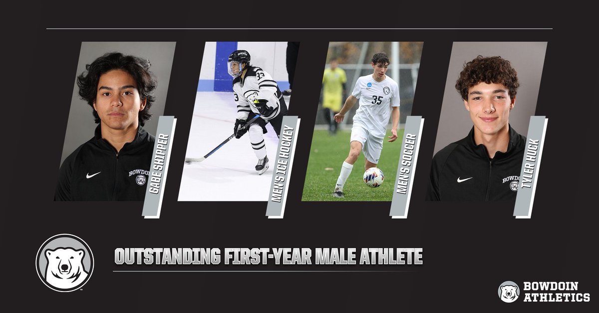 Next up: The First-Year Male Athlete of the Year. The winners are Tyler Huck of men’s soccer and Gabe Shipper of @Bowdoinmih @bowdoin_mih #GoUBears #AwardUBears