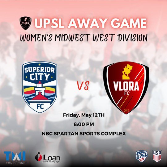VloraFC_Women's tweet photo. Season opener 

Exciting time as we play our very first game this Friday vs Superior City FC. 

🆚 Superior City FC 
⏰ 8:00 PM CT
🏟️ NBC Spartan Sports Complex
🎟 $5-10 | https://t.co/4hhs1sy8fg
🎥 @iFanTV Channel 5 | https://t.co/AcCNllBM2M https://t.co/gQJ4D4LE8l